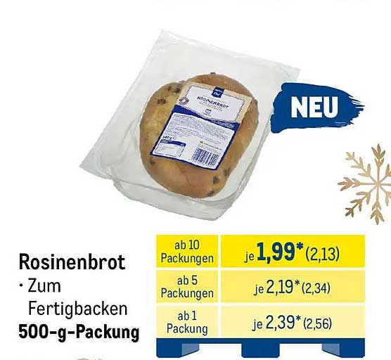 Rosinenbrot - Zum Fertigbacken 500-g-Packung