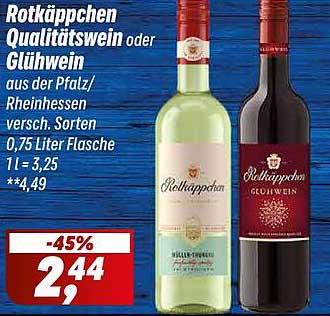 Rotkäppchen Qualitätswein oder Glühwein 0,75 Liter Flasche