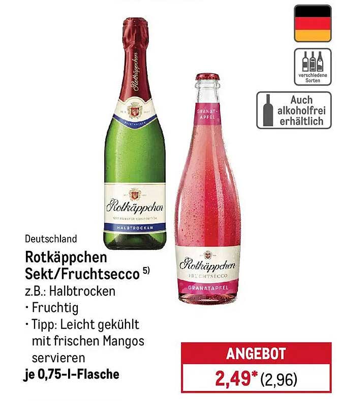 Rotkäppchen Sekt/Fruchtsecco 0,75 l-Flasche