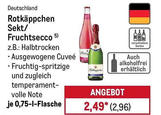 Rotkäppchen Sekt/Fruchtsecco 0,75 l-Flasche