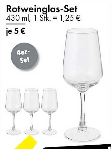 Rotweinglas-Set 4er-Set für nur 5 €