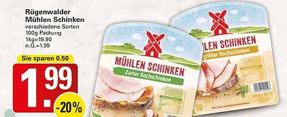 Rügenwalder Mühlen Schinken - zarter Kochschinken 100g