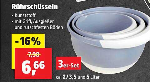 Rührschüsseln 3er-Set aus Kunststoff