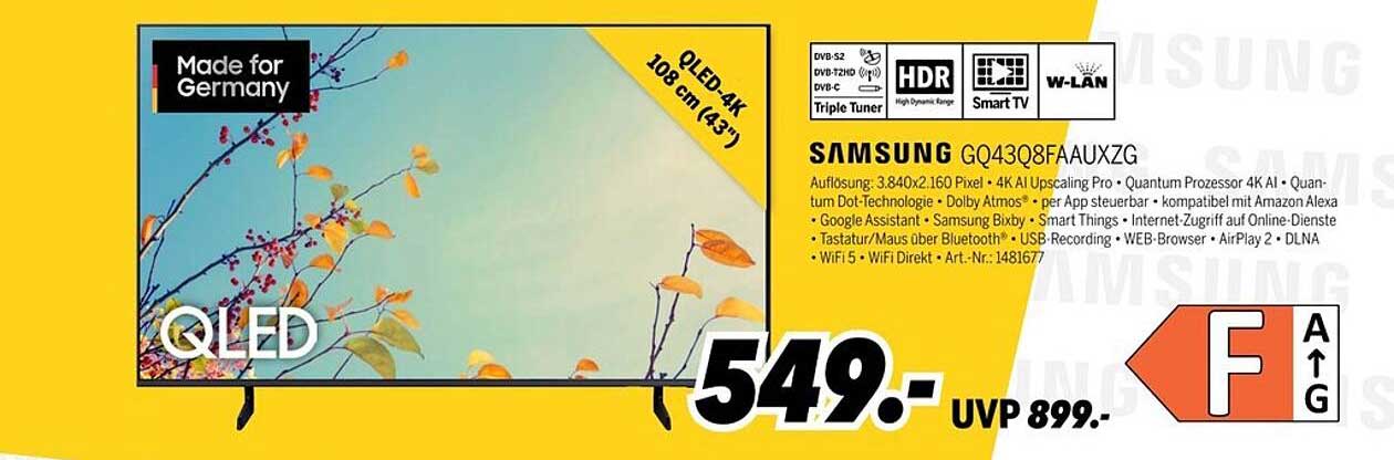 Samsung GQ43Q8FAAUXZG QLED 4K Fernseher 108 cm (43 Zoll)
