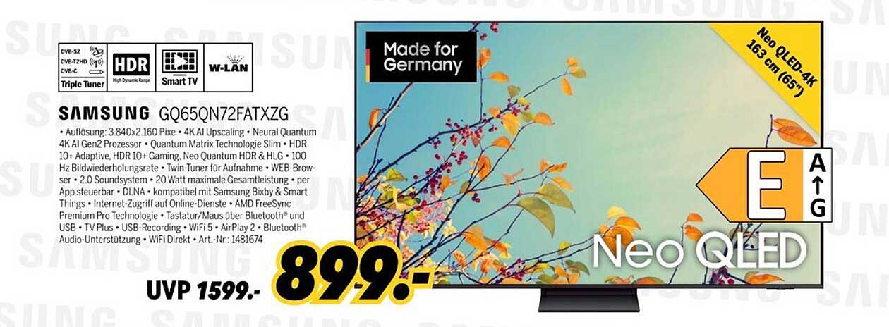 Samsung GQ65QN72FATXZG - Neo QLED 4K 65 Zoll Fernseher