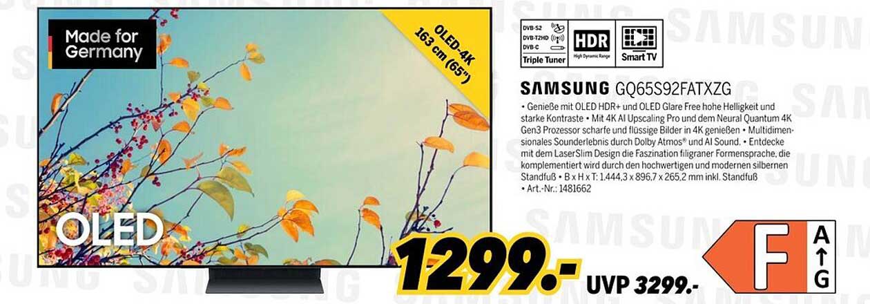 Samsung GQ65S92FATXZG OLED TV 163 cm (65 Zoll)