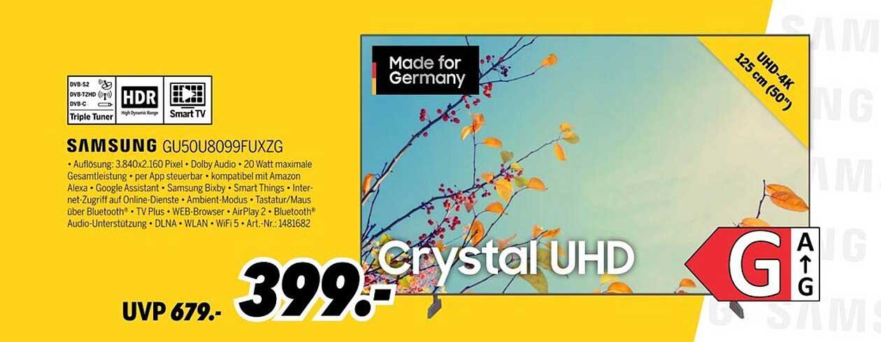 Samsung GU50U8099FUXZG - 125 cm (50 Zoll) Crystal UHD Fernseher