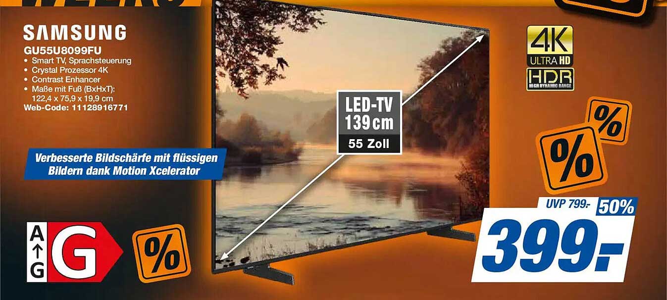 Samsung LED-TV GU55U8099FU - 139 cm (55 Zoll) 4K Ultra HD Smart TV