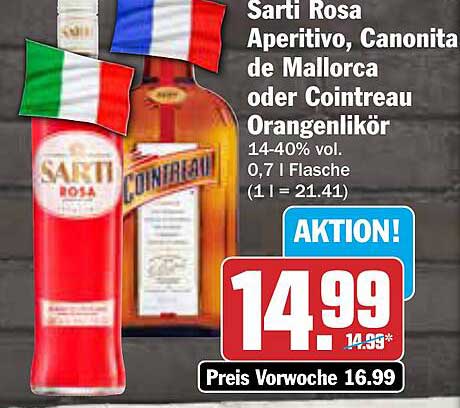 Sarti Rosa Aperitivo, Canonita de Mallorca oder Cointreau Orangenlikör