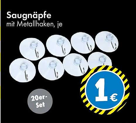 Saugnäpfe mit Metallhaken, 20er-Set
