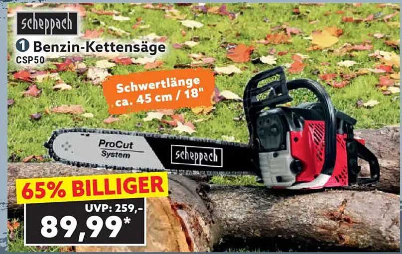 Scheppach Benzin-Kettensäge CSP50 – 65% billiger!