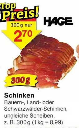 Schinken – Bauern-, Land- oder Schwarzwälder-Schinken