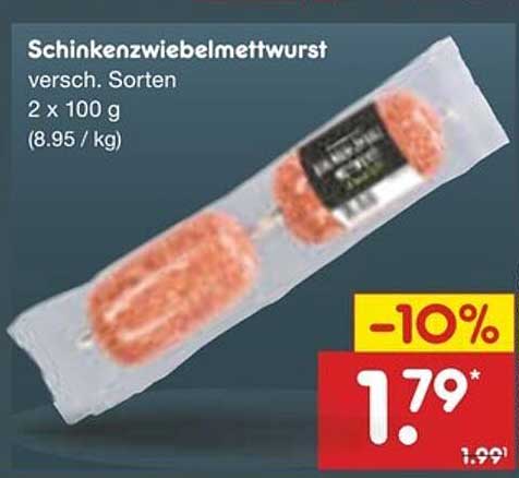 Schinken-Zwiebelmettwurst 2 x 100 g