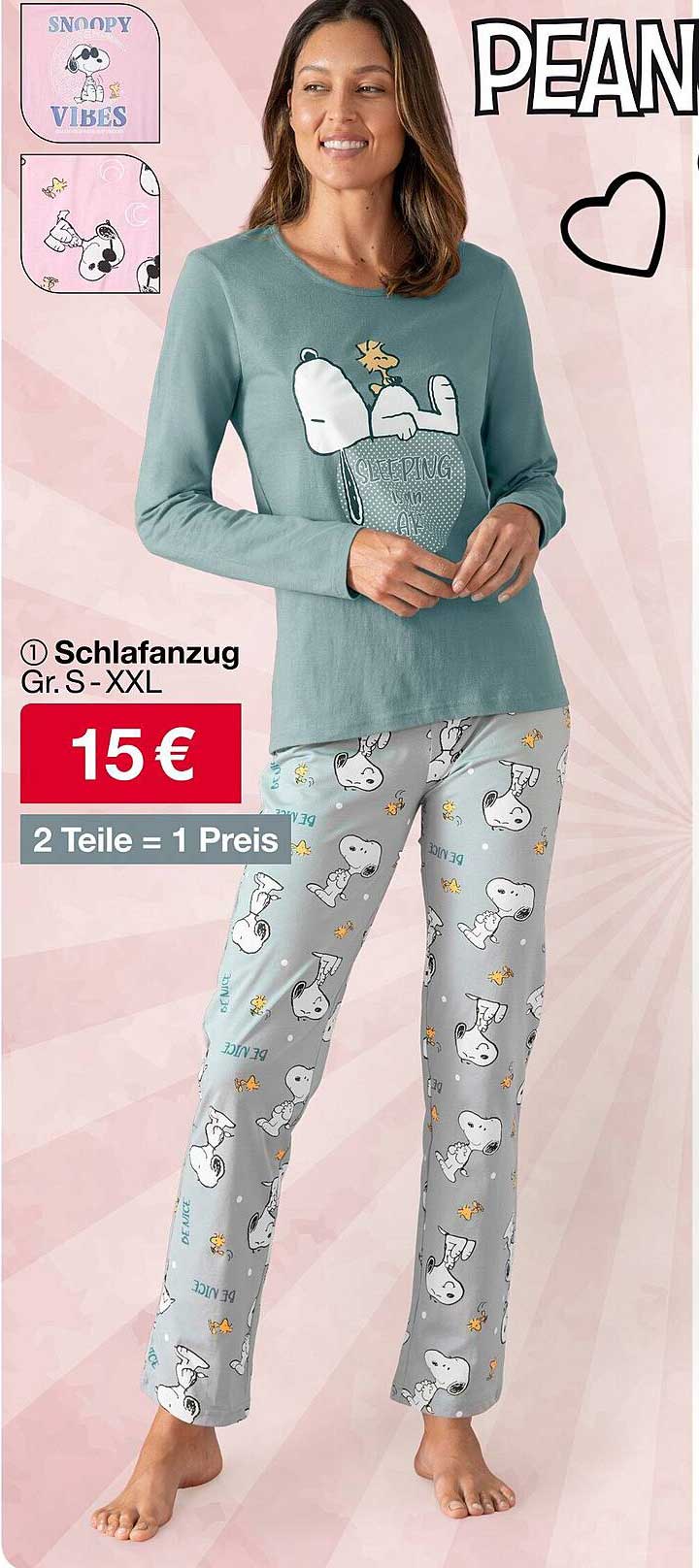 Schlafanzug mit Snoopy - Größe S bis XXL