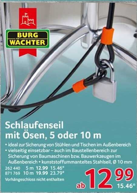 Schlaufenseil mit Ösen, 5 oder 10 m