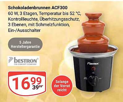 Schokoladenbrunnen ACF300 - 3 Etagen genussvoll schmelzen