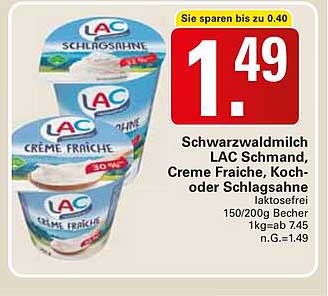Schwarzwaldmilch LAC Schmand, Creme Fraiche, Koch- oder Schlagsahne