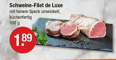 Schweine-Filet de Luxe mit feinem Speck umwickelt, küchenfertig, 100 g