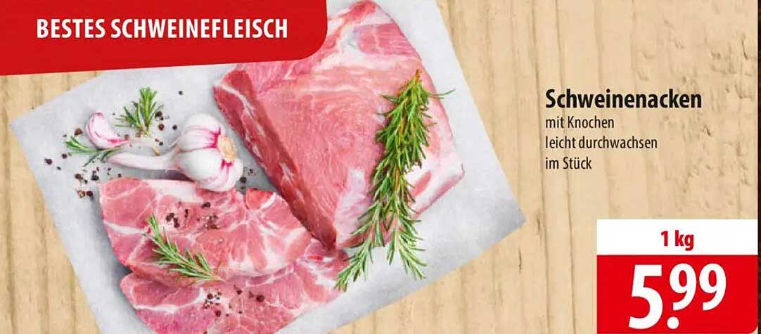 Schweinenacken mit Knochen - leicht durchwachsen im Stück