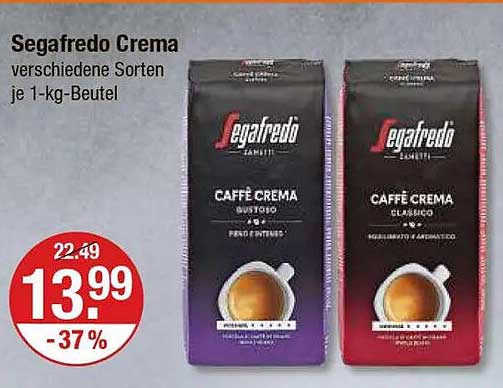 Segafredo Crema – verschiedene Sorten je 1-kg-Beutel