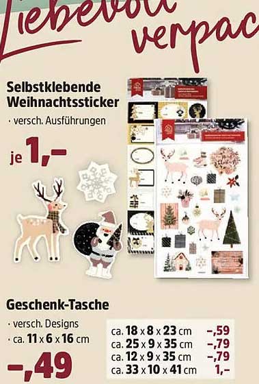 Selbstklebende Weihnachtssticker & Geschenk-Taschen