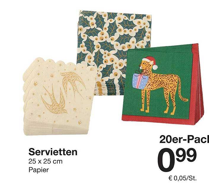Servietten 25 x 25 cm, 20er-Pack