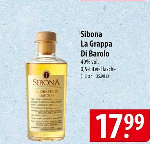 Sibona La Grappa Di Barolo 0,5-Liter-Flasche