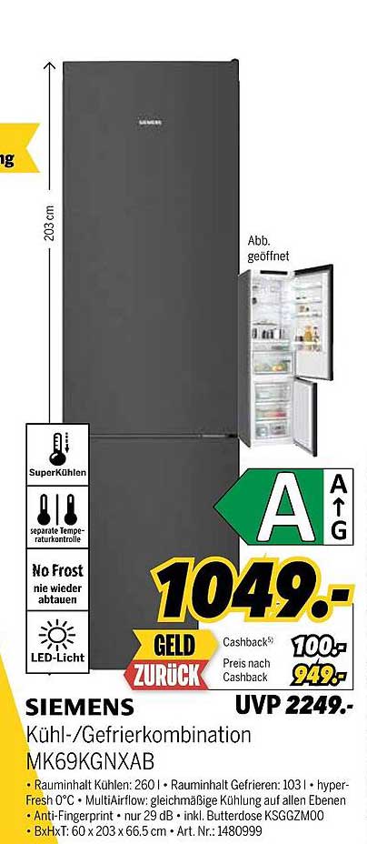 SIEMENS Kühl-/Gefrierkombination MK69KGNXAB