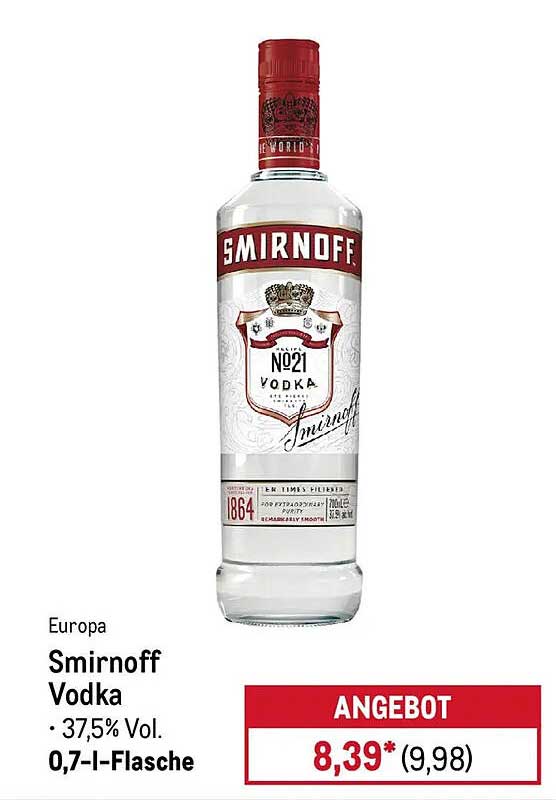 Smirnoff Vodka 0,7 l - 37,5% Vol.