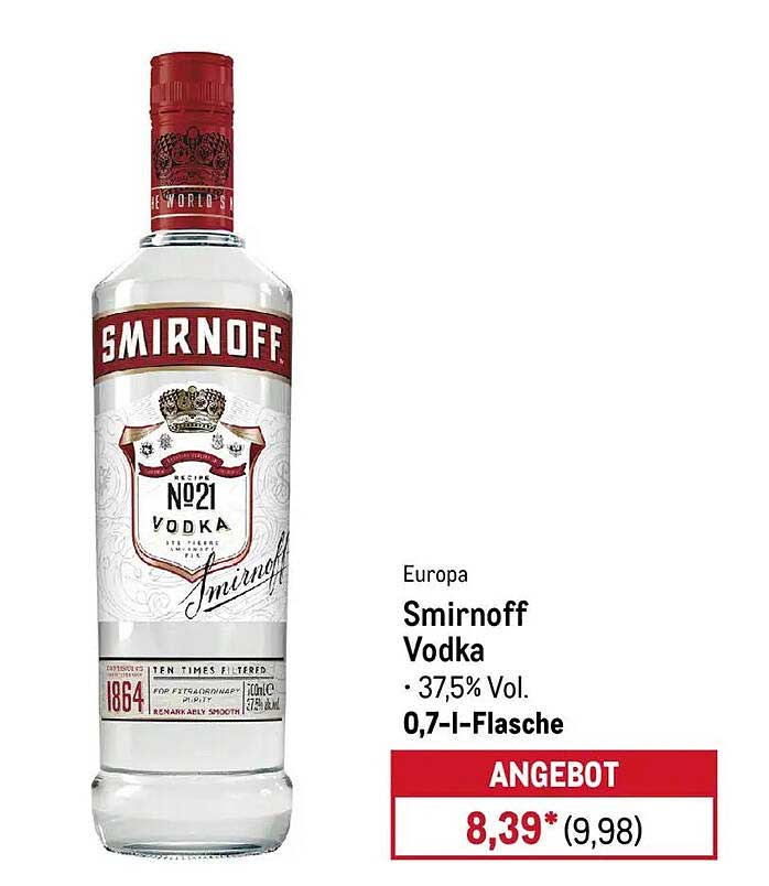 Smirnoff Vodka 0,7 l - 37,5% Vol.