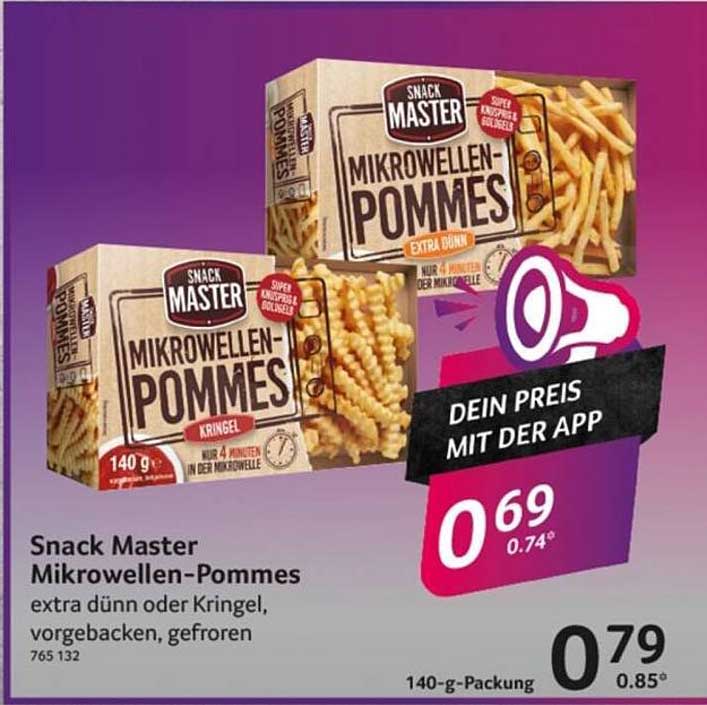 Snack Master Mikrowellen-Pommes extra dünn oder Kringel, vorgebacken, gefroren