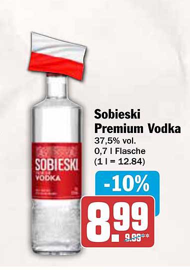 Sobieski Premium Vodka 0,7 l für nur 8,99 €