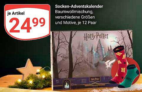 Socken-Adventskalender Baumwollmischung – Harry Potter