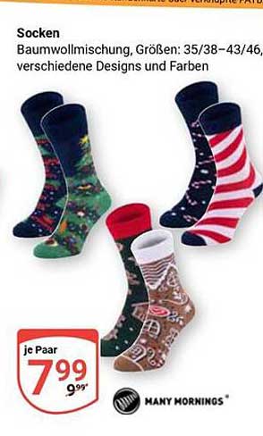 Socken in verschiedenen Designs und Farben von Many Mornings