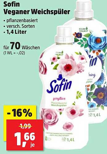 Sofin Veganer Weichspüler – 1,4 Liter für 70 Wäschen