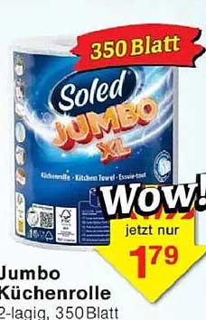 Soled Jumbo Küchenrolle 2-lagig, 350 Blatt