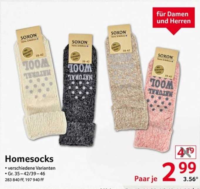 Soxon Homesocks in verschiedenen Varianten
