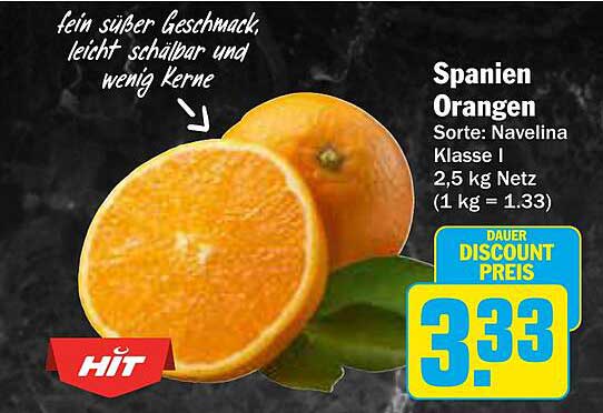 Spanien Orangen Sorte: Navelina Klasse I, 2,5 kg Netz