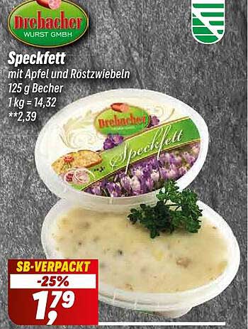 Speckfett mit Apfel und Röstzwiebeln 125 g Becher