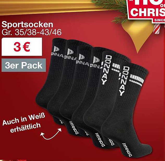 Sportsocken 3er Pack - Größe 35/38 bis 43/46