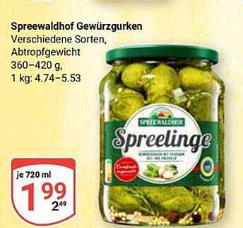 Spreewaldhof Gewürzgurken verschiedene Sorten, Abtropfgewicht 360–420 g, 720 ml