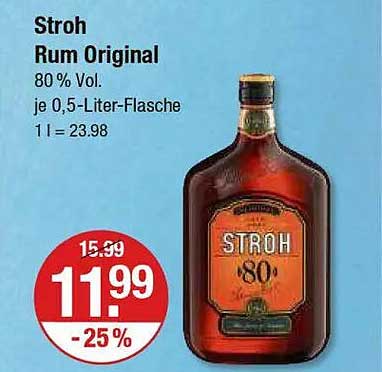 Stroh Rum Original 80% Vol - 0,5-Liter-Flasche