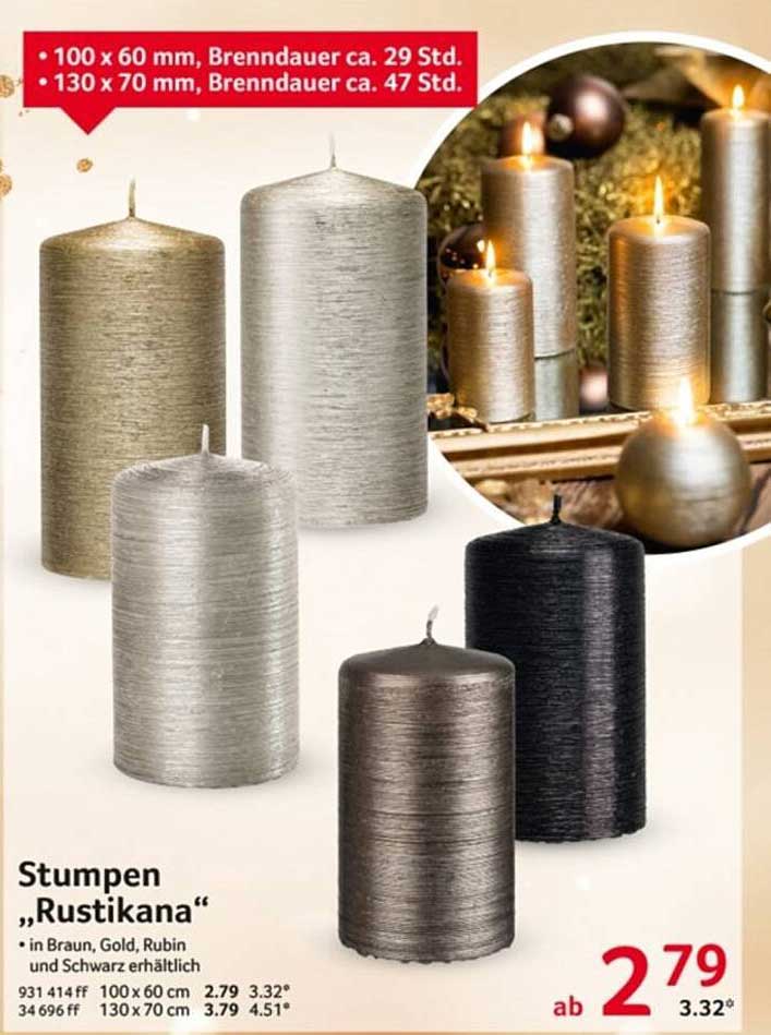 Stumpen "Rustikana" in Braun, Gold, Rubin und Schwarz