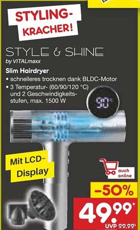 STYLE & SHINE Slim Hairdryer by VITALmaxx