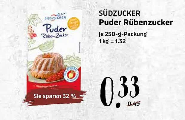 SÜDZUCKER Puder Rübenzucker 250-g-Packung - Jetzt zum Sonderpreis!