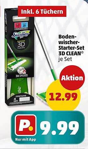 Swiffer Bodenwischer-Starter-Set 3D CLEAN inkl. 6 Tüchern