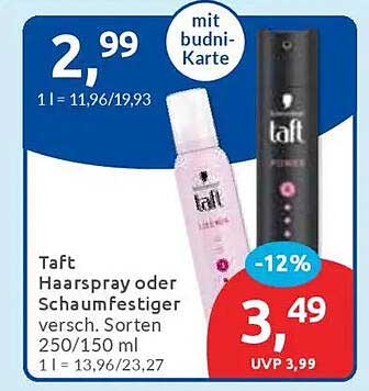 Taft Haarspray oder Schaumfestiger - verschiedene Sorten