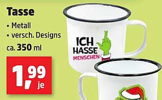 Tasse - Metall - verschiedene Designs - ca. 350 ml