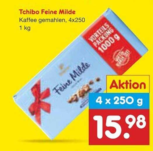 Tchibo Feine Milde Kaffee gemahlen, 4x250 g