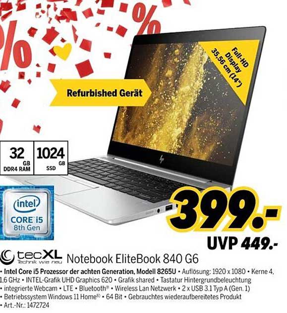 tecXL Notebook EliteBook 840 G6 Refurbished